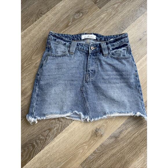 KanCan Dresses & Skirts - Kancan Denim Jean Mini Skirt Size Medium Frayed Hem 100% Cotton